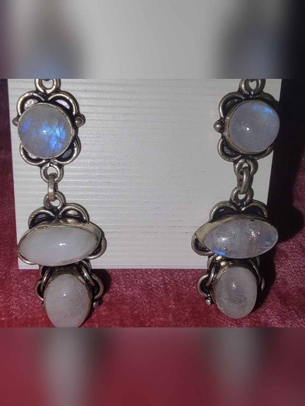 Moonstone Vintage 3 Tiered Earrings ππ - Picture 6 of 8